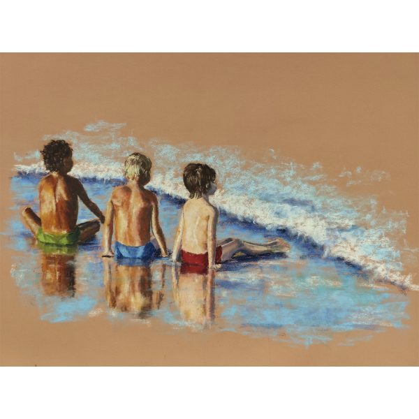 Niños de espaldas en la playa
