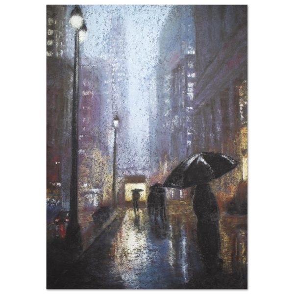Calle lluviosa de noche_pastel_sin marco